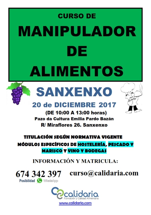 CARTEL CURSO DE MANIPULADOR DE ALIMENTOS SANXE DIC 2017 001 min