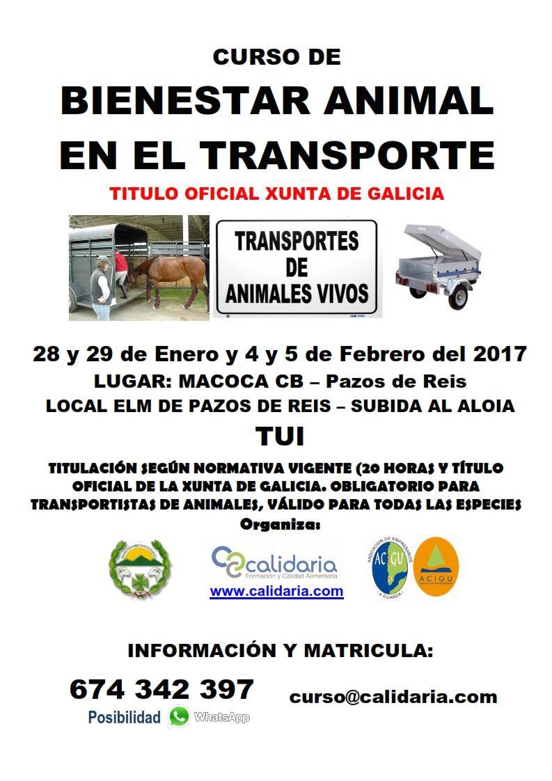 Curso Bienestar Animal en el Transporte Tui Pontevedra 2017